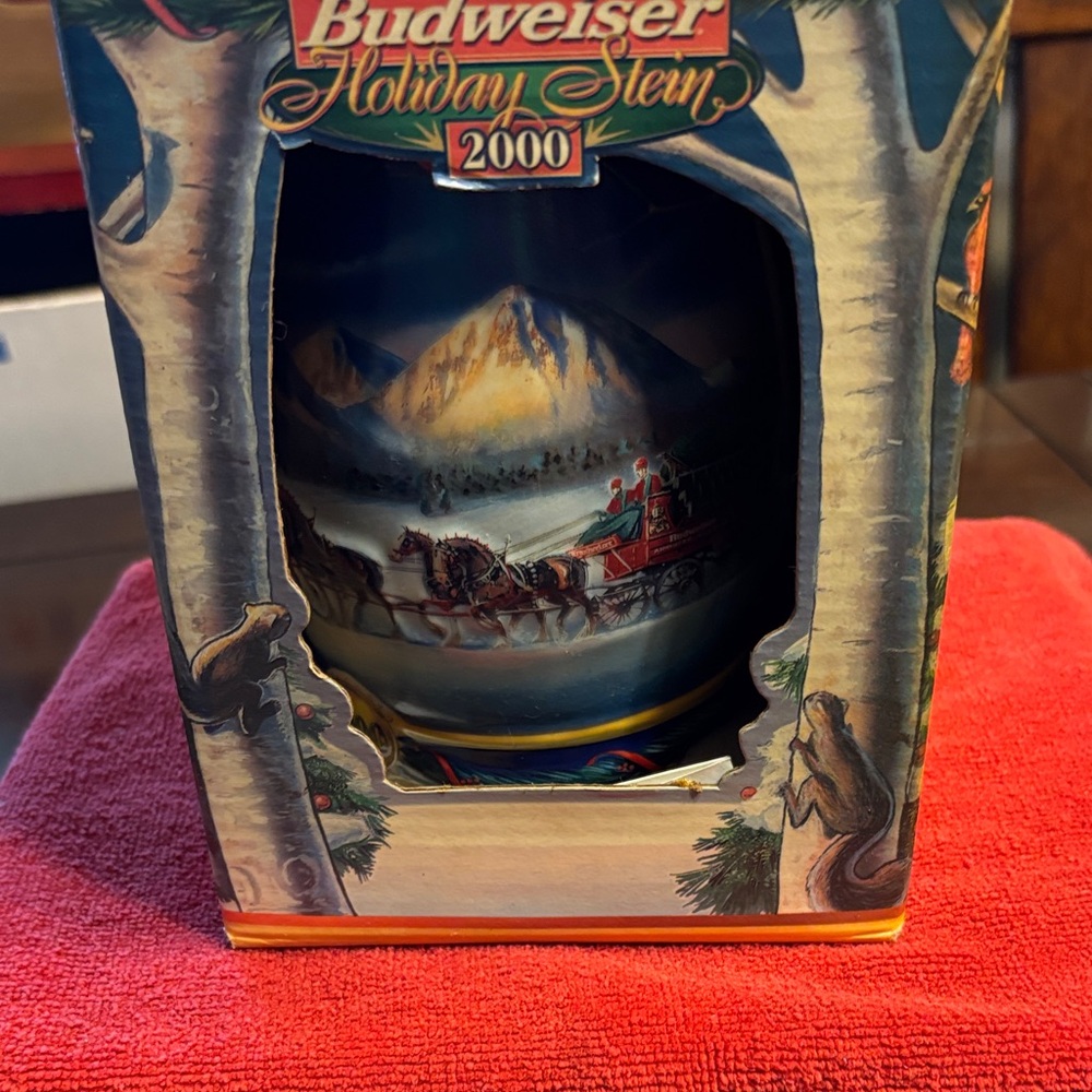 Budweiser 2000 Holiday Stein with Winter Scene